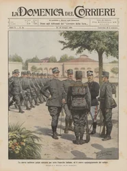 The new gray uniform adopted for the entire Italian army, and the new equipment of the soldiers